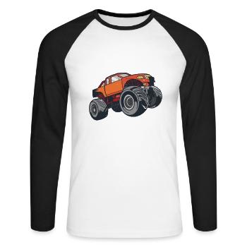 Monster truck rules! Truck-lover-monster-truck - Unisex Long Sleeve Baseball T-Shirt - white/black - Front - Nik (191cm)