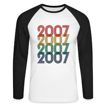 Cool Retro 2007, 16 ans, 16e anniversaire Ados - T-shirt baseball manches longues Homme - blanc/noir - Devant - Nik (191cm)