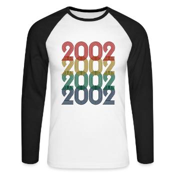 Cool Retro 2002, 21 ans, cadeau de 21e anniversaire - T-shirt baseball manches longues Homme - blanc/noir - Devant - Nik (191cm)