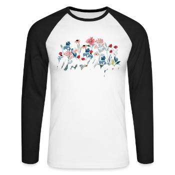 Spread Kindness Like Wildflowers - Unisex Long Sleeve Baseball T-Shirt - white/black - Front - Nik (191cm)