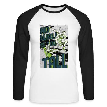 No wall is too high Freerunning Parkour - Unisex Long Sleeve Baseball T-Shirt - white/black - Front - Nik (191cm)