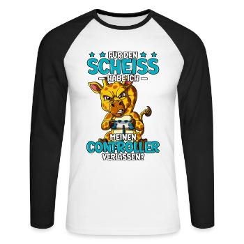Zocken Gaming - Unisex Baseballshirt langarm - Weiß/Schwarz - Vorne - Nik (191cm)