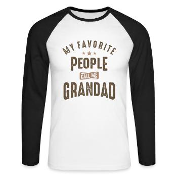 Meine Lieblingsleute nennen mich Großvater - Unisex Baseballshirt langarm - Weiß/Schwarz - Vorne - Nik (191cm)
