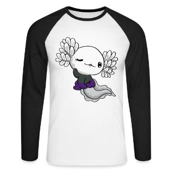 Demisexual Pride Kawaii Axolotl Demisexuelle Fl - T-shirt baseball manches longues Homme - blanc/noir - Devant - Nik (191cm)