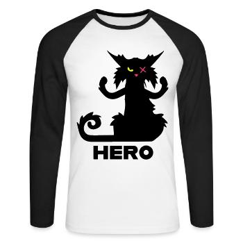 MON HÉROS - T-shirt baseball manches longues Homme - blanc/noir - Devant - Nik (191cm)