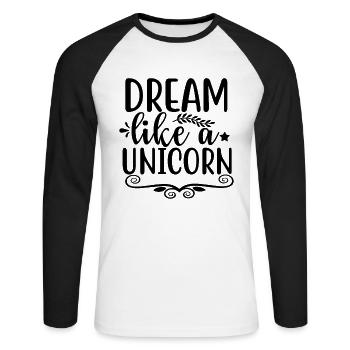 Dreams like a unicorn unicorn - Unisex Long Sleeve Baseball T-Shirt - white/black - Front - Nik (191cm)