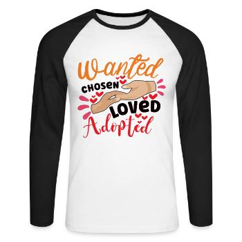 Lustige Adoptions-adoptions-tagesgeschenke - Unisex Baseballshirt langarm - Weiß/Schwarz - Vorne - Nik (191cm)
