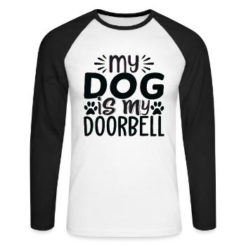 Mon chien est ma sonnette - T-shirt baseball manches longues Homme - blanc/noir - Devant - Nik (191cm)