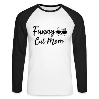 Chat Maman Chat Amoureux Mignon Chat Besit - T-shirt baseball manches longues Homme - blanc/noir - Devant - Nik (191cm)
