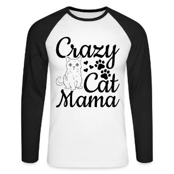 Chat Maman Mignon Chat Maman Chat Amoureux - - T-shirt baseball manches longues Homme - blanc/noir - Devant - Nik (191cm)