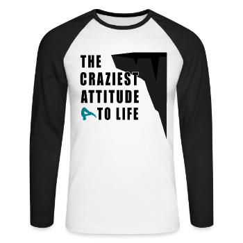 The craziest feeling cliff jumping - Unisex Long Sleeve Baseball T-Shirt - white/black - Front - Nik (191cm)