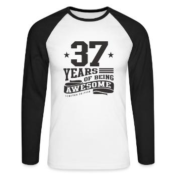 37 Jahre Awesome 37. Geburtstag - Unisex Baseballshirt langarm - Weiß/Schwarz - Vorne - Nik (191cm)