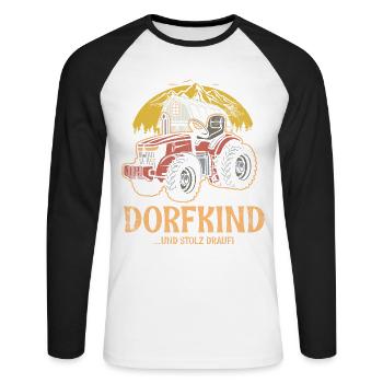 Village child and proud of it. Village child - Unisex Long Sleeve Baseball T-Shirt - white/black - Front - Nik (191cm)