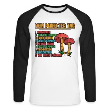 Pilzsammler Pilz Sucher - Unisex Baseballshirt langarm - Weiß/Schwarz - Vorne - Nik (191cm)