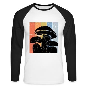 Mushroom Vintage Mushroom Picker Mushroom Finder - Unisex Long Sleeve Baseball T-Shirt - white/black - Front - Nik (191cm)