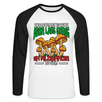 Pilzsammler Pilz Sucher - Unisex Baseballshirt langarm - Weiß/Schwarz - Vorne - Nik (191cm)