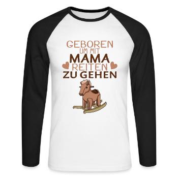 Baby Pferd Reiten Spruch - Unisex Baseballshirt langarm - Weiß/Schwarz - Vorne - Nik (191cm)