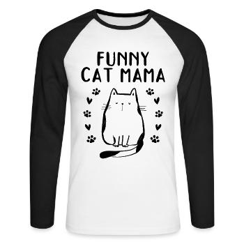 Chat Maman Chat Amoureux Chat Maman - Drôle - T-shirt baseball manches longues Homme - blanc/noir - Devant - Nik (191cm)