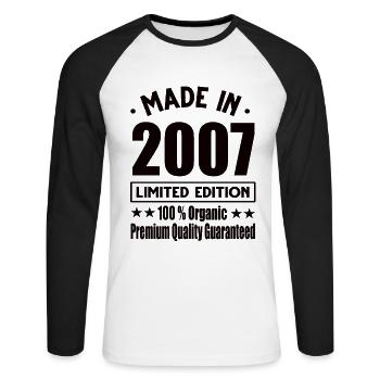 Made in 2007 Vintage Retro Limited Edition - Unisex Long Sleeve Baseball T-Shirt - white/black - Front - Nik (191cm)