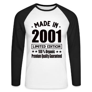 Fabriqué en 2001 Vintage Rétro Édition Limitée - T-shirt baseball manches longues Homme - blanc/noir - Devant - Nik (191cm)