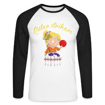 Bowl Design For Bowler Bowling Player Sister - Unisex Long Sleeve Baseball T-Shirt - white/black - Front - Nik (191cm)