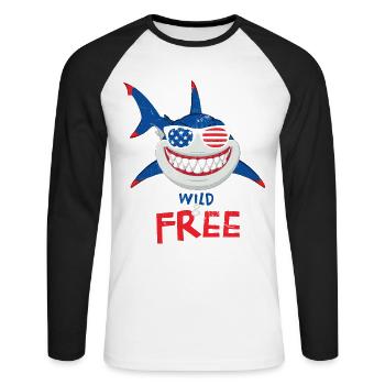Wild And Free Design For The - Unisex Long Sleeve Baseball T-Shirt - white/black - Front - Nik (191cm)