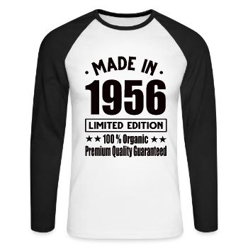 Fabriqué en 1956 Vintage Retro Limited Edition - T-shirt baseball manches longues Homme - blanc/noir - Devant - Nik (191cm)