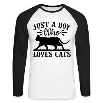 Katzenbesitzer Ich bin nur ein Junge, der Katzen l - Unisex Baseballshirt langarm - Weiß/Schwarz - Vorne - Nik (191cm)