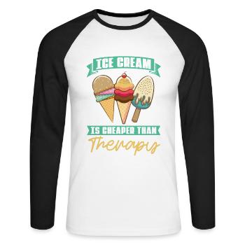 Eis Statt Therapie Eisliebhaber - Unisex Baseballshirt langarm - Weiß/Schwarz - Vorne - Nik (191cm)