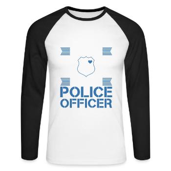 Le meilleur type de père élève un policier - T-shirt baseball manches longues Homme - blanc/noir - Devant - Nik (191cm)