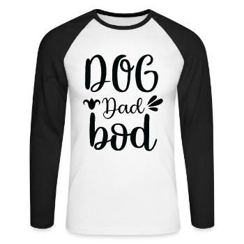 Chien Papa Bod - T-shirt baseball manches longues Homme - blanc/noir - Devant - Nik (191cm)