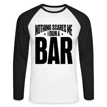 Nothing Scares Me I Own A Bar Funny Bar Owner - Unisex Long Sleeve Baseball T-Shirt - white/black - Front - Nik (191cm)