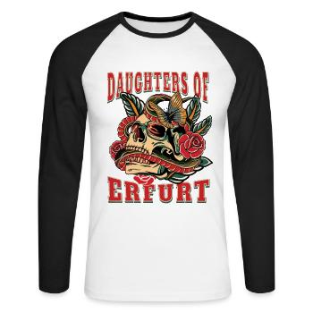 Erfurt Frau Geschenk daughters of Erfurt Retro - Unisex Baseballshirt langarm - Weiß/Schwarz - Vorne - Nik (191cm)