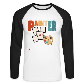 Painter Papa Artist Design for Father's Day - Unisex Long Sleeve Baseball T-Shirt - white/black - Front - Nik (191cm)