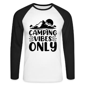 Camping Vibes - Unisex Long Sleeve Baseball T-Shirt - white/black - Front - Nik (191cm)