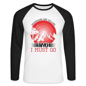 Die Berge rufen Wandershirt - Unisex Baseballshirt langarm - Weiß/Schwarz - Vorne - Nik (191cm)