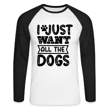 Je veux juste tous les chiens - T-shirt baseball manches longues Homme - blanc/noir - Devant - Nik (191cm)