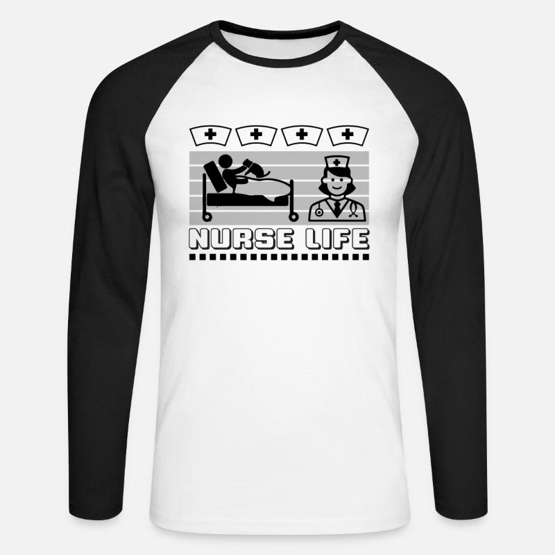 Krankenschwester Leben - Unisex Baseballshirt langarm - Weiß/Schwarz