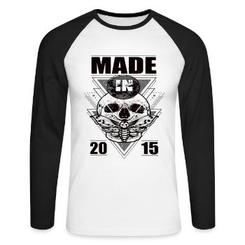 Made in 2015 Vintage Retro Limited Edition - Unisex Baseballshirt langarm - Weiß/Schwarz - Vorne - Nik (191cm)