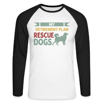 Meine Lieblingsrasse Ist Gerettetes - Unisex Baseballshirt langarm - Weiß/Schwarz - Vorne - Nik (191cm)