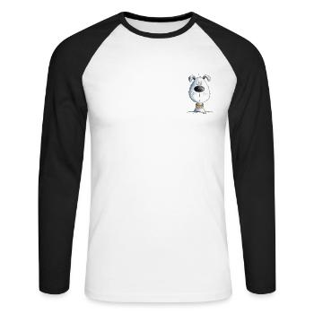Small dog I Funny dog motif I Dog head - Unisex Long Sleeve Baseball T-Shirt - white/black - Front - Nik (191cm)