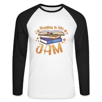 Book Reader Reading Literature Bookworm Gift Idea - Unisex Long Sleeve Baseball T-Shirt - white/black - Front - Nik (191cm)