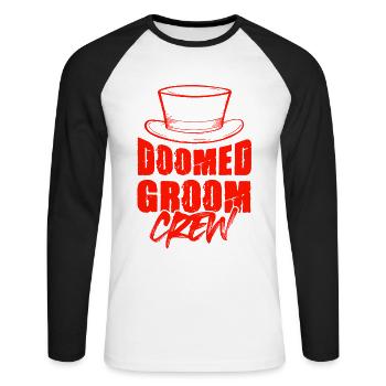 groom crew - Unisex Long Sleeve Baseball T-Shirt - white/black - Front - Nik (191cm)