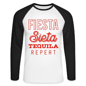 fiesta sieta tequila répéter - T-shirt baseball manches longues Homme - blanc/noir - Devant - Nik (191cm)