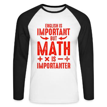 Les mathématiques sont importantes - T-shirt baseball manches longues Homme - blanc/noir - Devant - Nik (191cm)