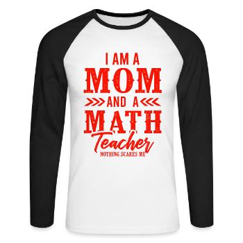 mama mathematics teacher - Unisex Long Sleeve Baseball T-Shirt - white/black - Front - Nik (191cm)