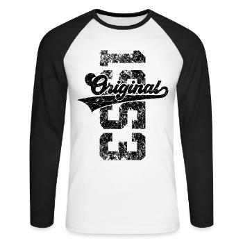 73RD BIRTHDAY ORIGINAL 1953 - Unisex Long Sleeve Baseball T-Shirt - white/black - Front - Nik (191cm)
