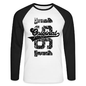65TH BIRTHDAY ORIGINAL 1961 - Unisex Long Sleeve Baseball T-Shirt - white/black - Front - Nik (191cm)