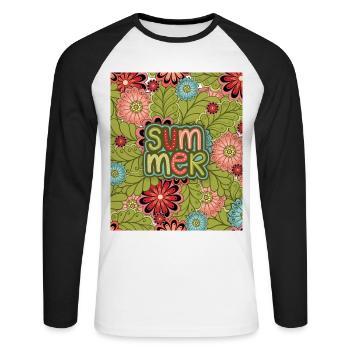 Summer, Pattern, Floral Pattern, Summer Pattern - Unisex Long Sleeve Baseball T-Shirt - white/black - Front - Nik (191cm)
