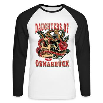 Osnabrück Power-Frau filles d’Osnabrück - T-shirt baseball manches longues Homme - blanc/noir - Devant - Nik (191cm)